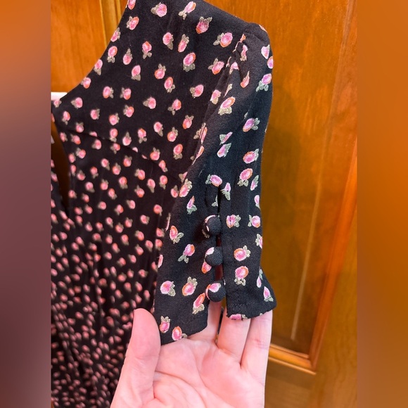 Free People Women’s Mia Empire-Waist Jumpsuit Size 6 Black & Pink Floral Print - Picture 10 of 13